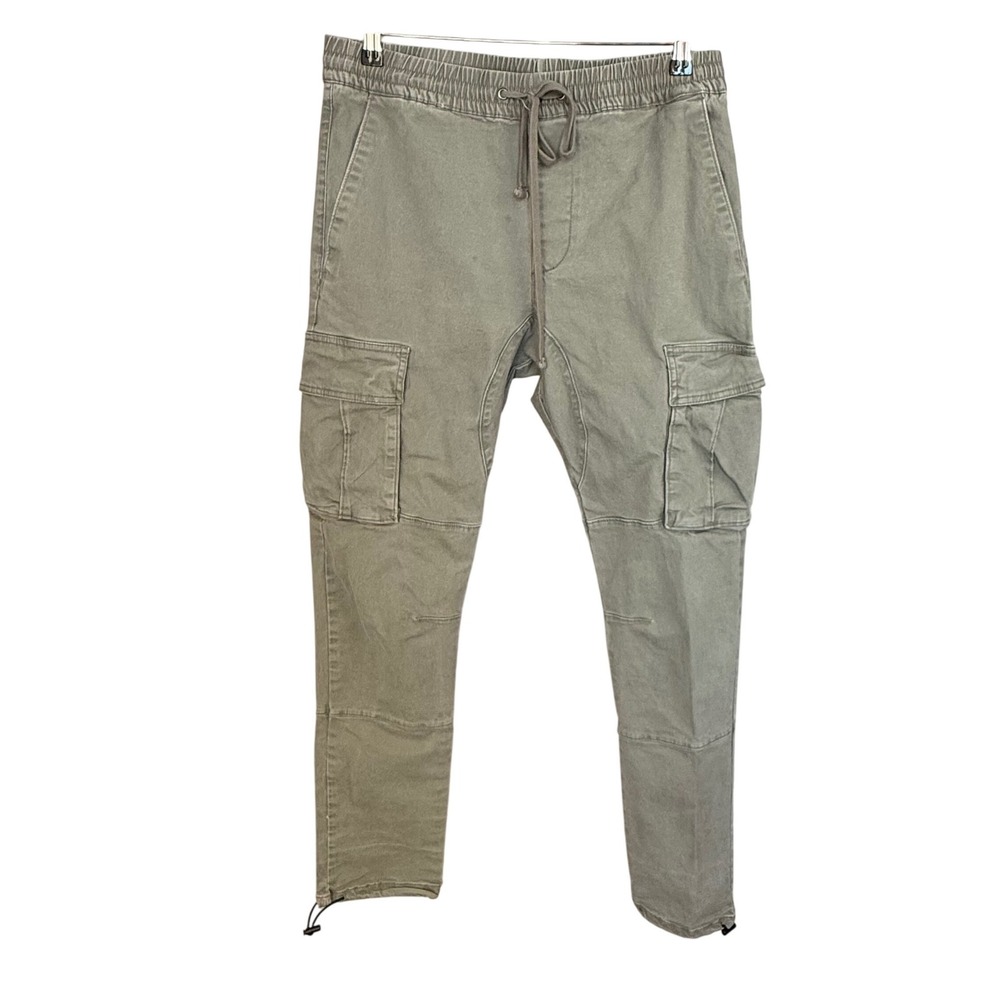 PacSun Slim Cargo Pants Mens Medium Olive Green Elastic Waist Utility Joggers